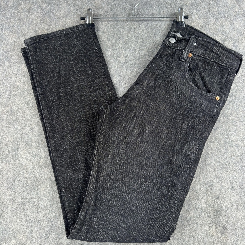 Levi's 501 Jeans Mens 30x32 (Tag 30x34) Black Dark Wash Stretch Button Fly Denim